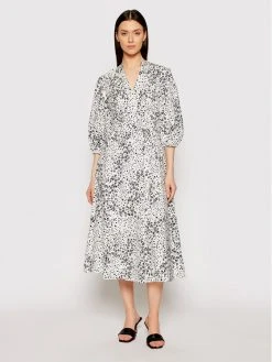 Νέος ✨ DKNY Γυναίκες Φορέματα σε Στυλ Πουκάμισο & Σεμιζιέ Φόρεμα πουκάμισο DD1AM347 Λευκό Regular Fit 😍