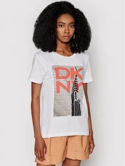 Εκπτωση 😍 DKNY Γυναίκες T-shirts T-Shirt P0EBZCNA Λευκό Regular Fit ⭐