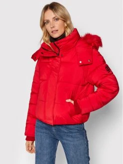 Συμφωνίες ⌛ DKNY Γυναίκες Χειμωνιάτικα Μπουφάν Μπουφάν πουπουλένιο DL1MGF95 Κόκκινο Regular Fit 🥰