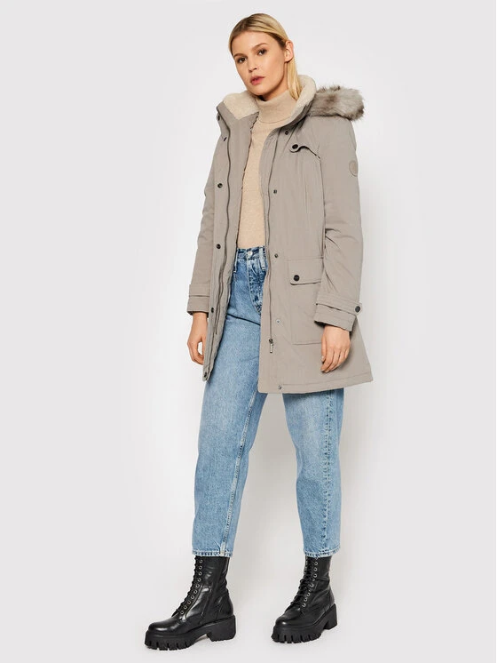 Προώθηση ⌛ DKNY Γυναίκες Χειμωνιάτικα Μπουφάν Μπουφάν χειμωνιάτικο DL1MPA26 Γκρι Regular Fit 🎉 - Image 2