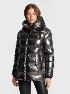 Εκπτωση ⭐ DKNY Γυναίκες Χειμωνιάτικα Μπουφάν Μπουφάν πουπουλένιο DL1MPF63 Ασημί Regular Fit 😍