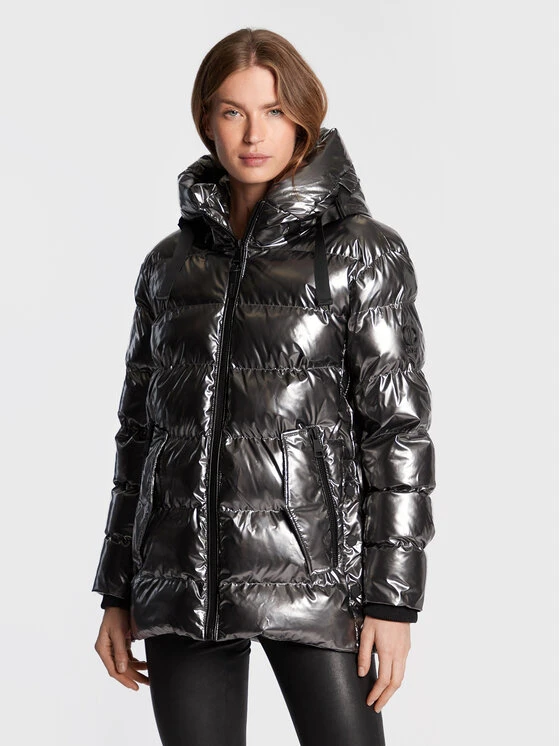 Εκπτωση ⭐ DKNY Γυναίκες Χειμωνιάτικα Μπουφάν Μπουφάν πουπουλένιο DL1MPF63 Ασημί Regular Fit 😍