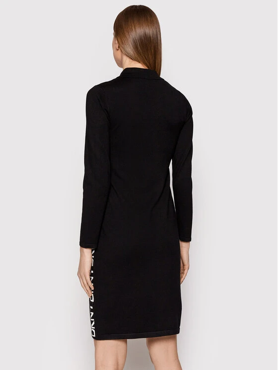 Πολύ καλή προσφορά ❤️ DKNY Γυναίκες Πλεκτά Φορέματα Φόρεμα υφασμάτινο DD1JN287 Μαύρο Regular Fit 💯 - Image 3
