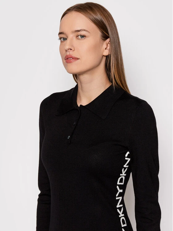 Πολύ καλή προσφορά ❤️ DKNY Γυναίκες Πλεκτά Φορέματα Φόρεμα υφασμάτινο DD1JN287 Μαύρο Regular Fit 💯 - Image 4