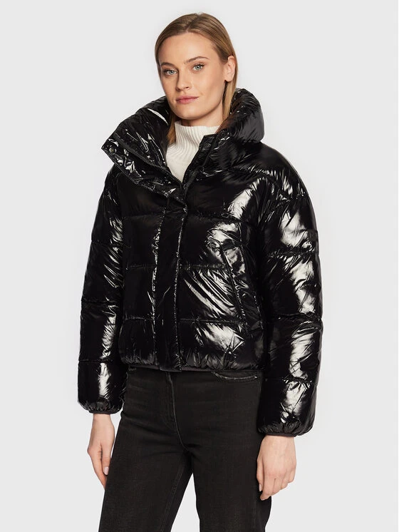 Εξοδος ⌛ DKNY Γυναίκες Χειμωνιάτικα Μπουφάν Μπουφάν πουπουλένιο P2MJ6016 Μαύρο Regular Fit ⭐