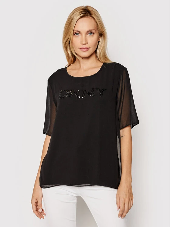 Εξοδος 😍 DKNY Γυναίκες Μπλουζάκια Μπλουζάκι P0MHSFGG Μαύρο Regular Fit ⭐