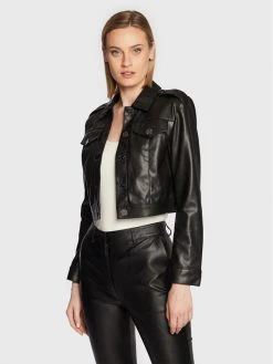 ΧΟΝΔΡΙΚΟ ΕΜΠΟΡΙΟ ⭐ DKNY Γυναίκες Δερμάτινα Μπουφάν Μπουφάν από απομίμηση δέρματος DD2G4315 Μαύρο Regular Fit ⭐