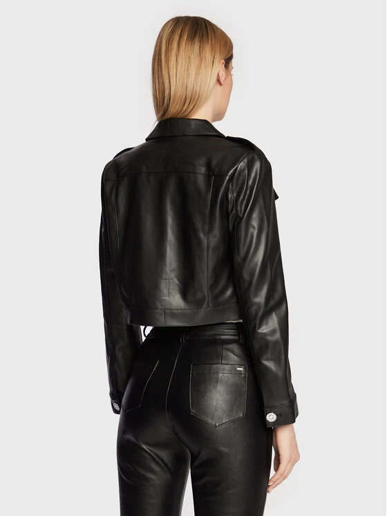 ΧΟΝΔΡΙΚΟ ΕΜΠΟΡΙΟ ⭐ DKNY Γυναίκες Δερμάτινα Μπουφάν Μπουφάν από απομίμηση δέρματος DD2G4315 Μαύρο Regular Fit ⭐ - Image 3