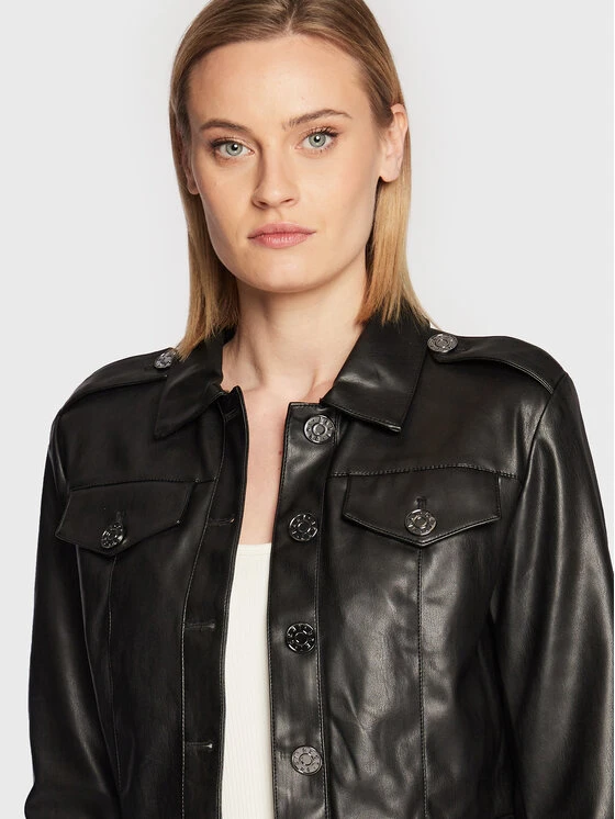 ΧΟΝΔΡΙΚΟ ΕΜΠΟΡΙΟ ⭐ DKNY Γυναίκες Δερμάτινα Μπουφάν Μπουφάν από απομίμηση δέρματος DD2G4315 Μαύρο Regular Fit ⭐ - Image 4