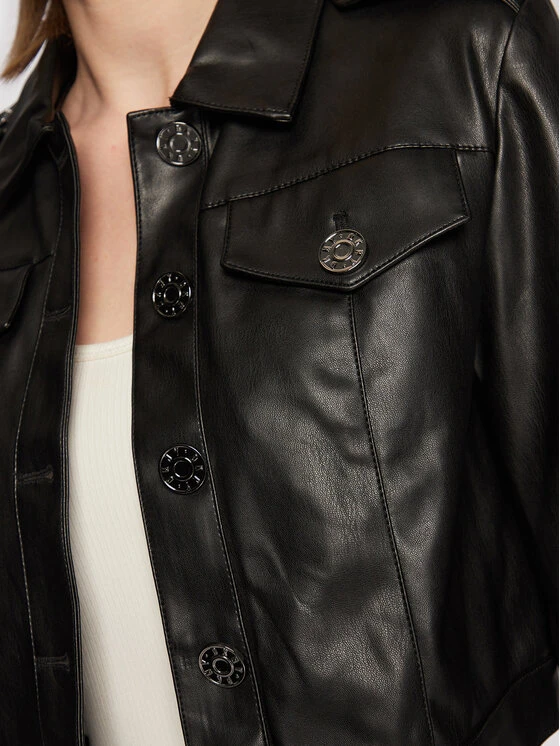 ΧΟΝΔΡΙΚΟ ΕΜΠΟΡΙΟ ⭐ DKNY Γυναίκες Δερμάτινα Μπουφάν Μπουφάν από απομίμηση δέρματος DD2G4315 Μαύρο Regular Fit ⭐ - Image 5