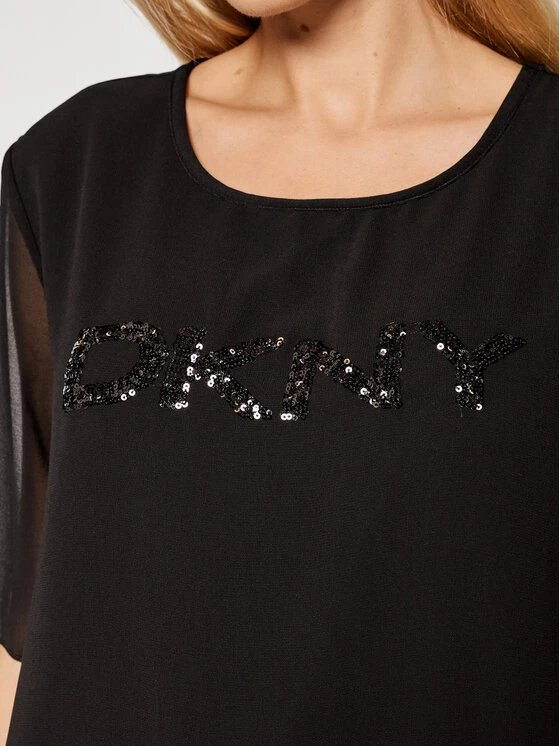 Εξοδος 😍 DKNY Γυναίκες Μπλουζάκια Μπλουζάκι P0MHSFGG Μαύρο Regular Fit ⭐ - Image 4