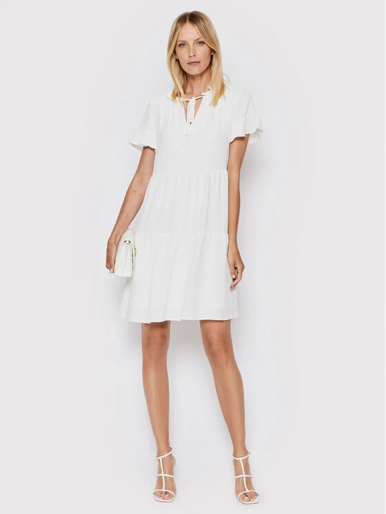 Εκπτωση 🔥 DKNY Γυναίκες Καλοκαιρινά Φορέματα Φόρεμα καλοκαιρινό DD2B7670 Λευκό Regular Fit 🤩 - Image 2