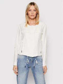 Ολοκαίνουργιο ✔️ DKNY Γυναίκες Μεταβατικά Μπουφάν Μπουφάν μεταβατικό P0RCNB41 Λευκό Relaxed Fit ✨