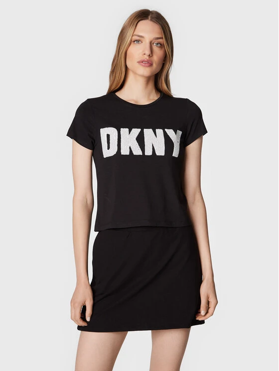 Best Pirce ✔️ DKNY Γυναίκες T-shirts T-Shirt P2FKHGWG Μαύρο Regular Fit ⭐