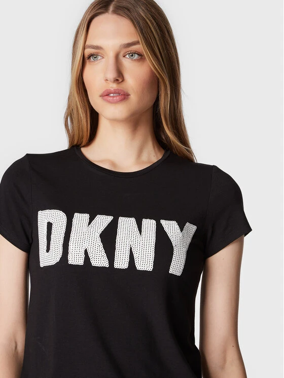 Best Pirce ✔️ DKNY Γυναίκες T-shirts T-Shirt P2FKHGWG Μαύρο Regular Fit ⭐ - Image 4