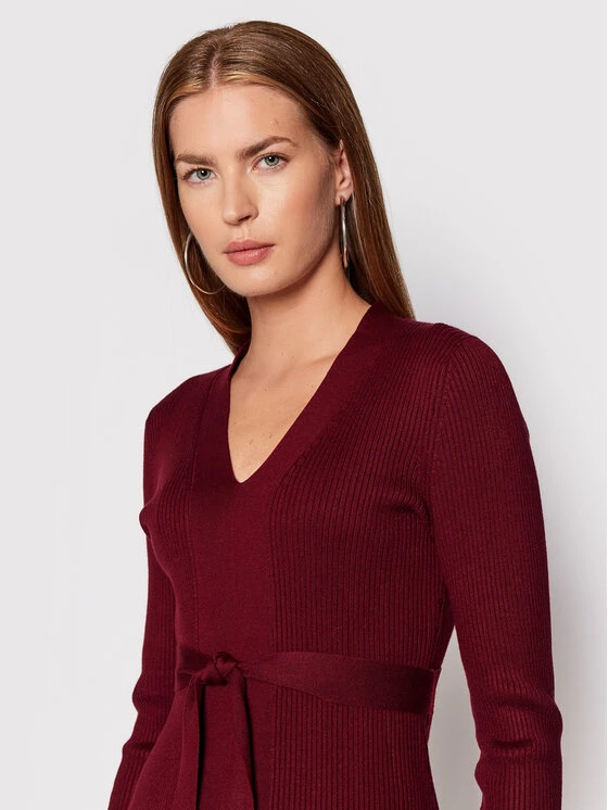 Πολύ καλή προσφορά ✔️ DKNY Γυναίκες Πλεκτά Φορέματα Φόρεμα υφασμάτινο DD1HN931 Μπορντό Slim Fit 😉 - Image 4