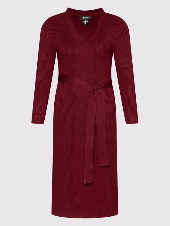 Πολύ καλή προσφορά ✔️ DKNY Γυναίκες Πλεκτά Φορέματα Φόρεμα υφασμάτινο DD1HN931 Μπορντό Slim Fit 😉 - Image 5