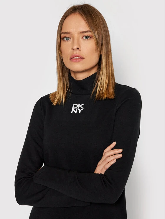 ΧΟΝΔΡΙΚΟ ΕΜΠΟΡΙΟ ❤️ DKNY Γυναίκες Πλεκτά Φορέματα Φόρεμα υφασμάτινο DD1GN073 Μαύρο Slim Fit ✔️ - Image 4