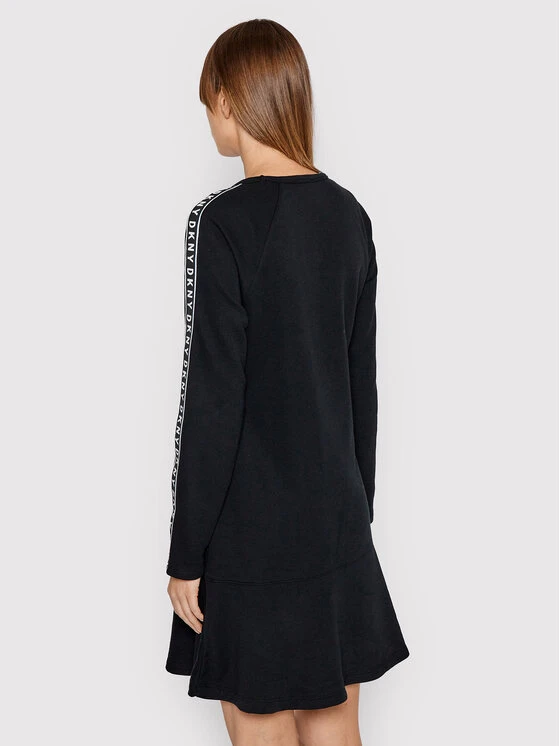 Best Pirce 😀 DKNY Γυναίκες Πλεκτά Φορέματα Φόρεμα υφασμάτινο DD1GD244 Μαύρο Relaxed Fit 🔔 - Image 3